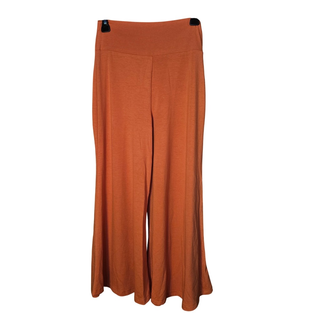 Zenana Premium Wide Leg Pants Women Medium Rust Orange High Waist Stretch Casual